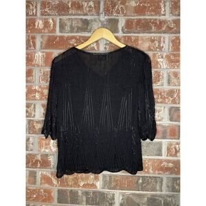 Vintage Beaded Silk Top & Midi Skirt Set Black Elegant Size Medium Formal MOTB